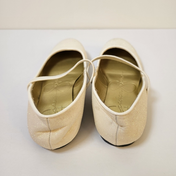 Jessica Simpson white sparkle manmade ballerina flats girls size 3M US - Picture 4 of 7
